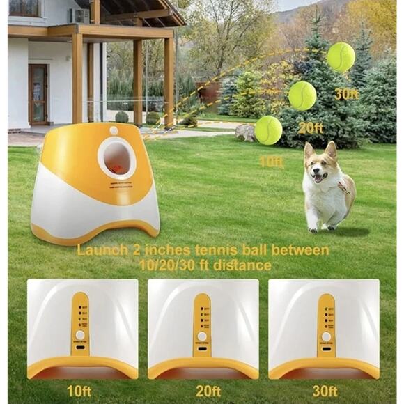 Automatic Ball Launcher for Dogs, USB Rechargeable Ball Thrower, 10-30 Ft - Picture 3 of 4